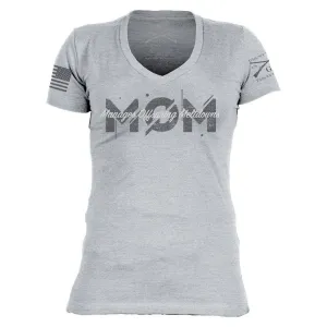 MOM Manages V Neck - Heather Gray