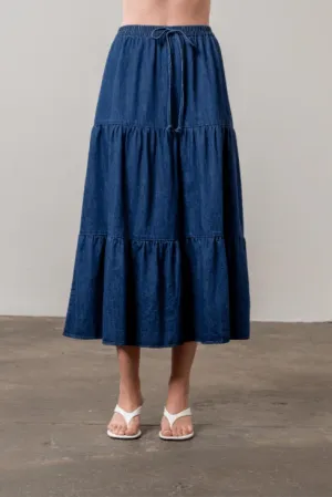 Moon River DENIM MIDI SKIRT