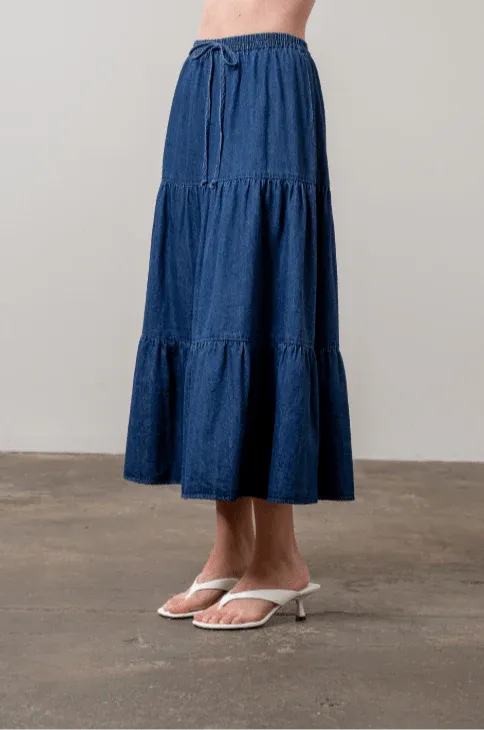Moon River DENIM MIDI SKIRT