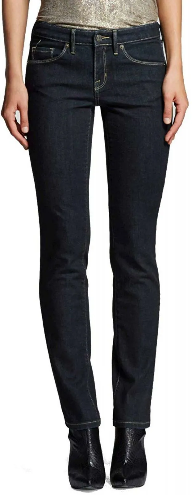 Mossimo Women's Mid Rise Straight Leg Jeans Dark Wash 2 Short