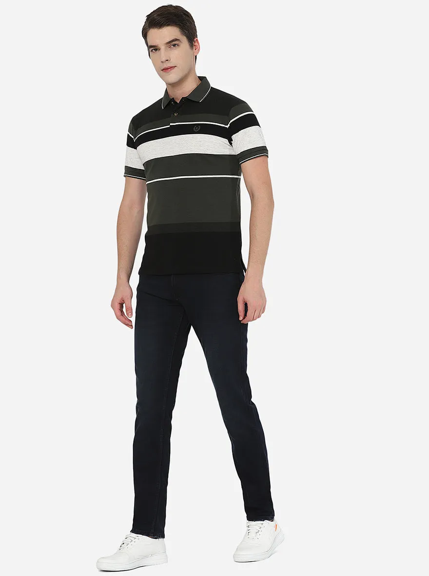Multicolor Striped Slim Fit Polo T-Shirt | Greenfibre