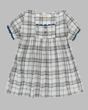 Multicolour Check Print Scallop Edge Dress