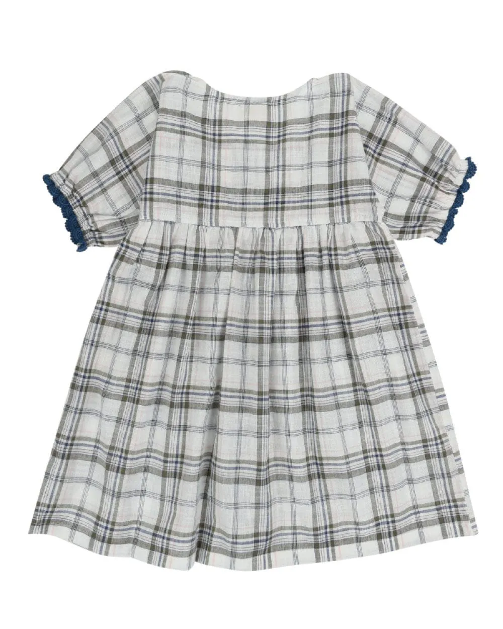 Multicolour Check Print Scallop Edge Dress