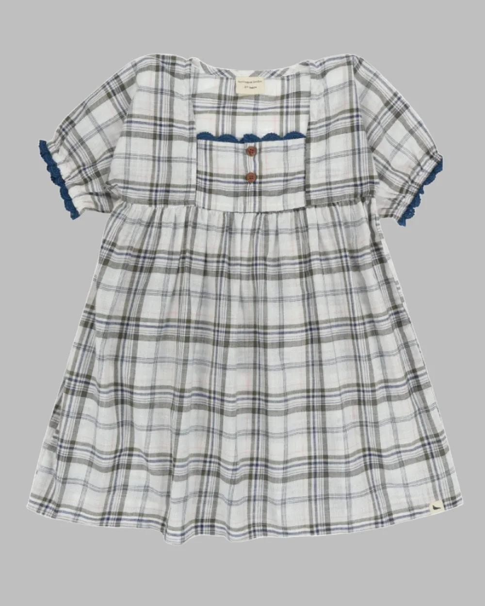 Multicolour Check Print Scallop Edge Dress