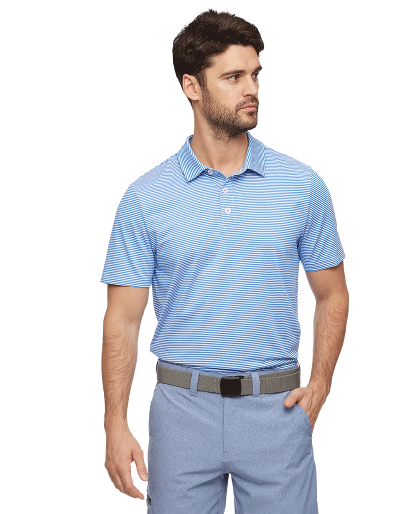 NAPLES STRIPED PERFORMANCE POLO