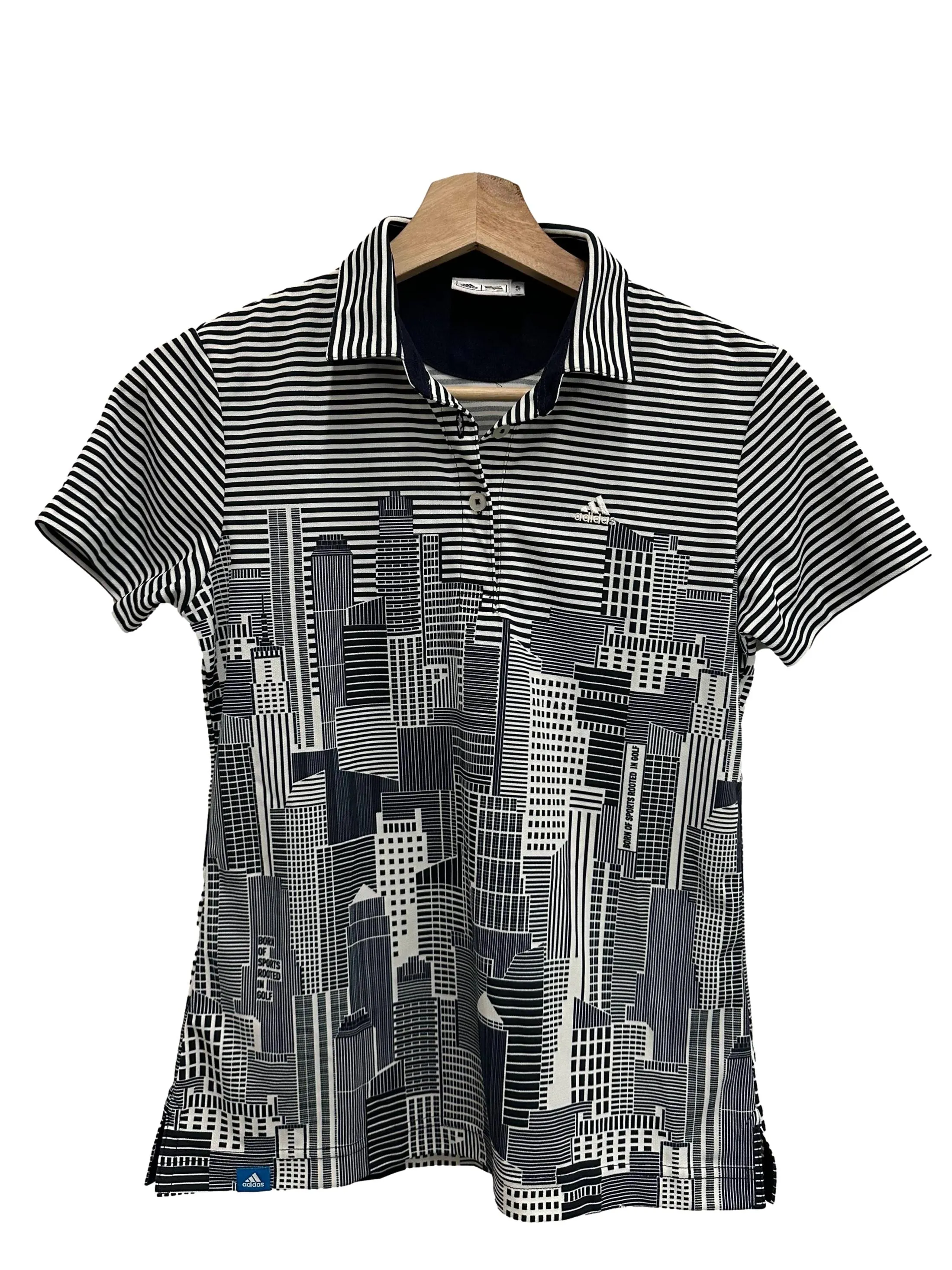 Navy Blue Striped Polo Tee