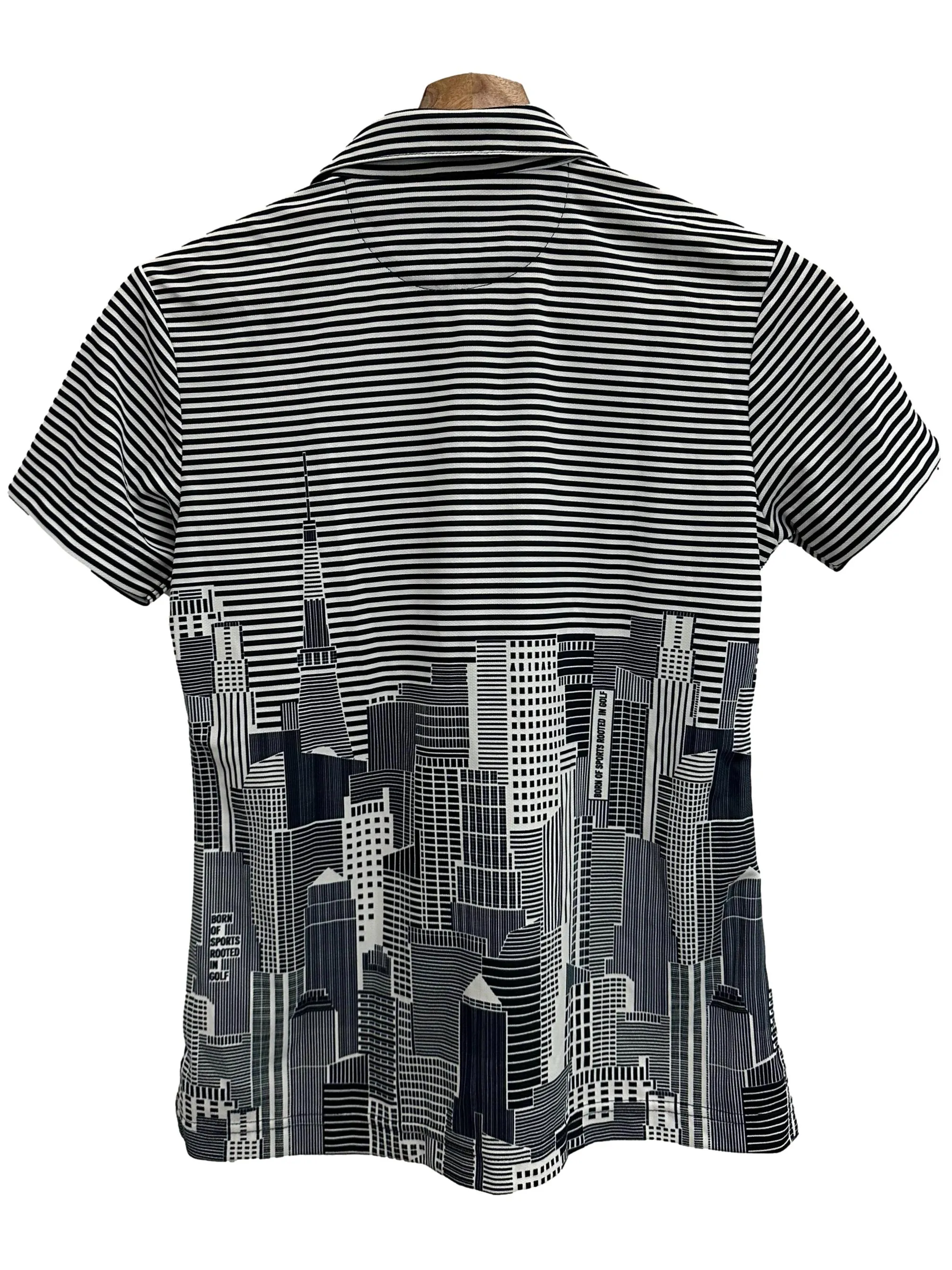 Navy Blue Striped Polo Tee