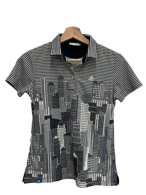 Navy Blue Striped Polo Tee