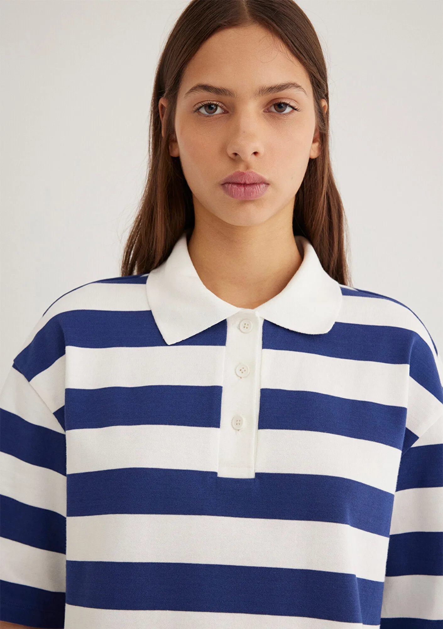 Navy Striped Polo T-Shirt