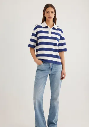 Navy Striped Polo T-Shirt