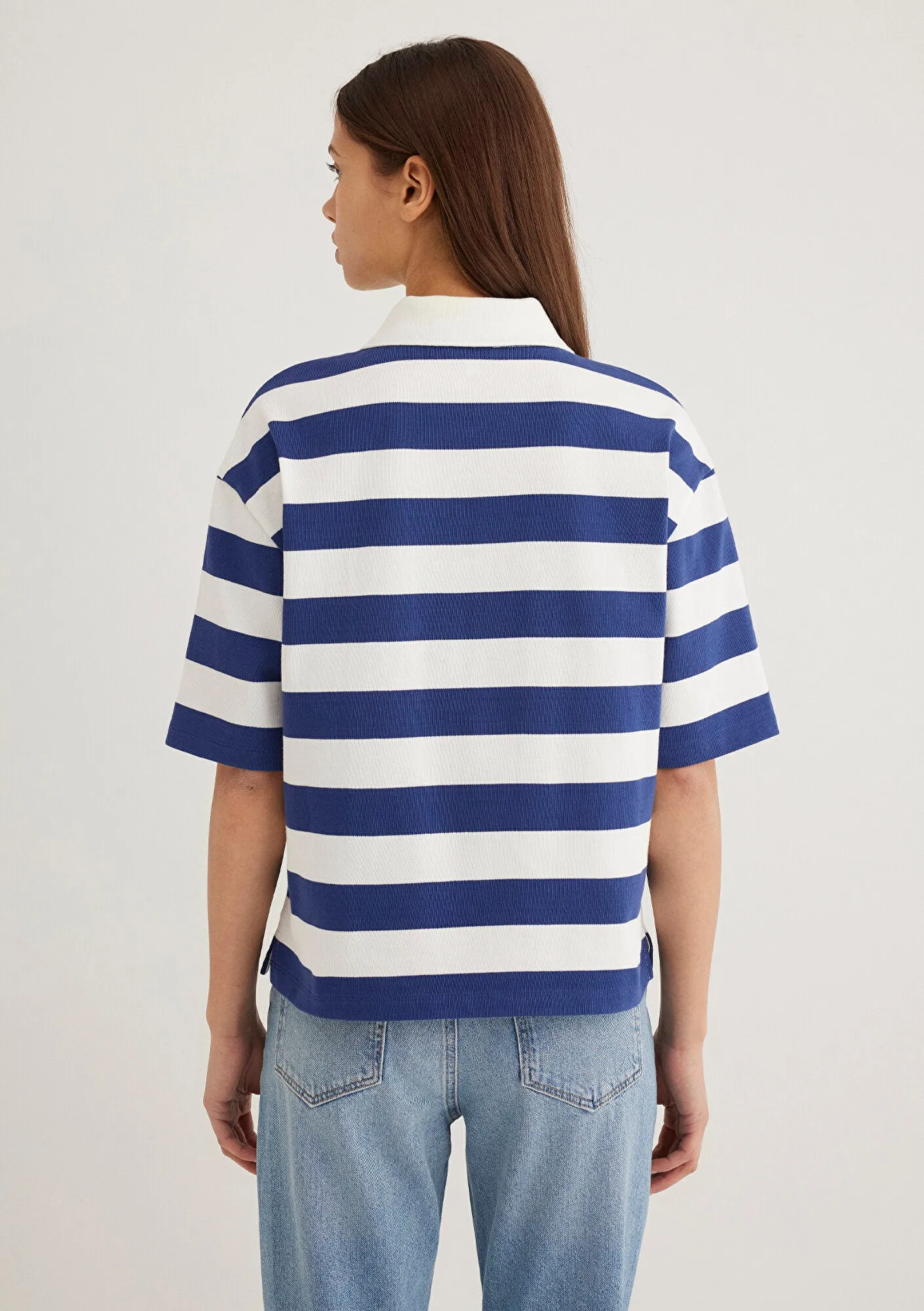 Navy Striped Polo T-Shirt