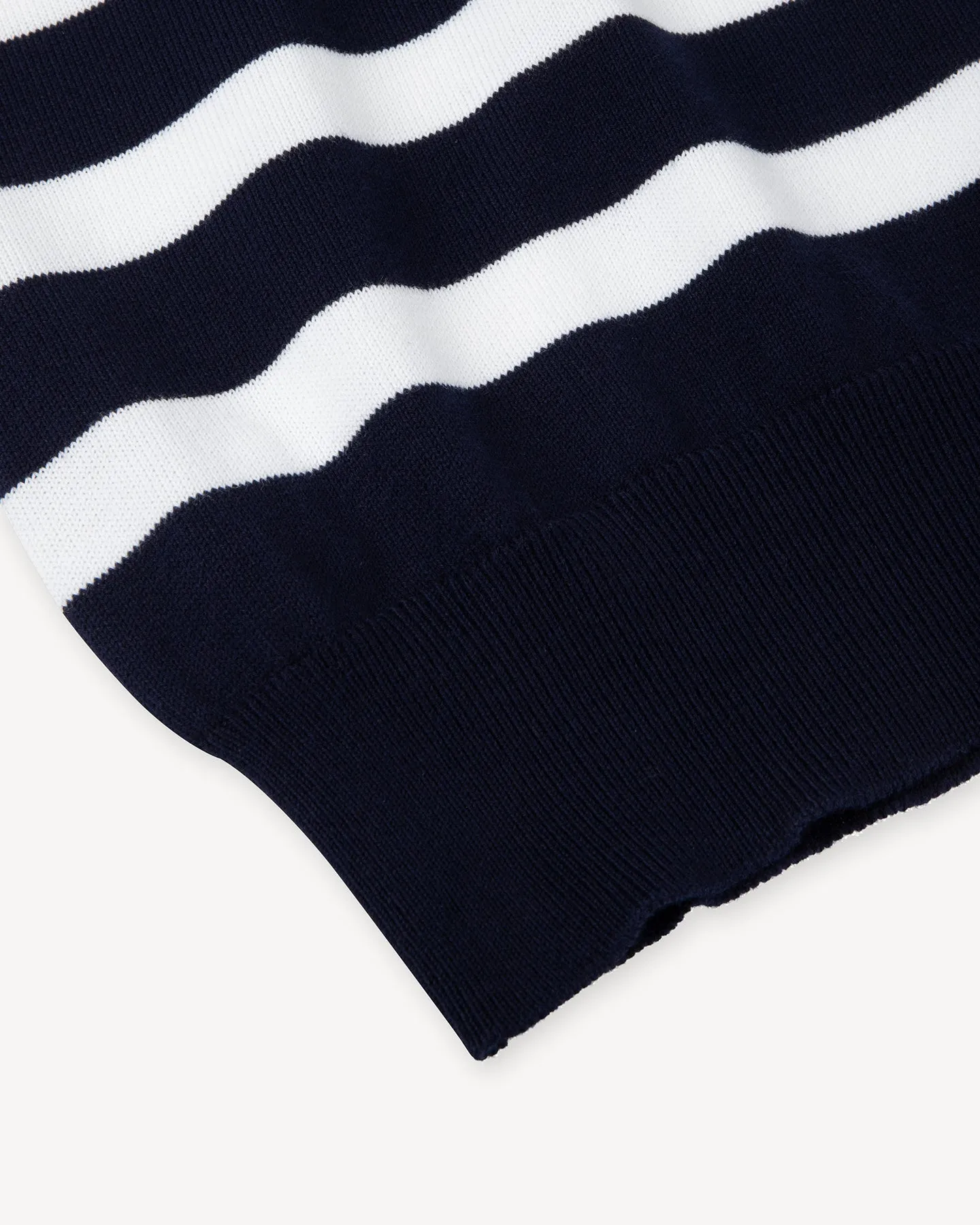 Navy White Striped Cotton Skipper Polo
