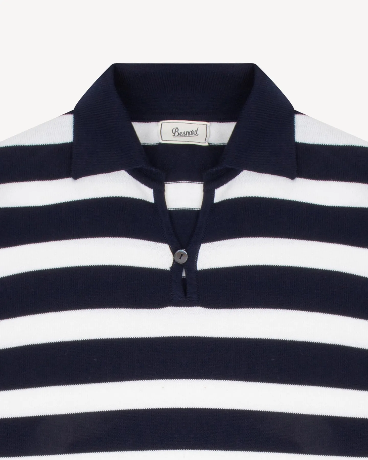 Navy White Striped Cotton Skipper Polo