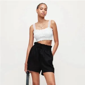 NEW All Saints Lily linen paperbag shorts