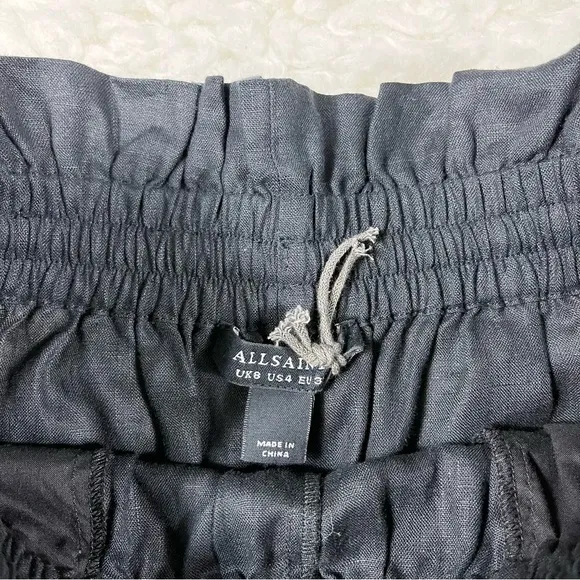 NEW All Saints Lily linen paperbag shorts