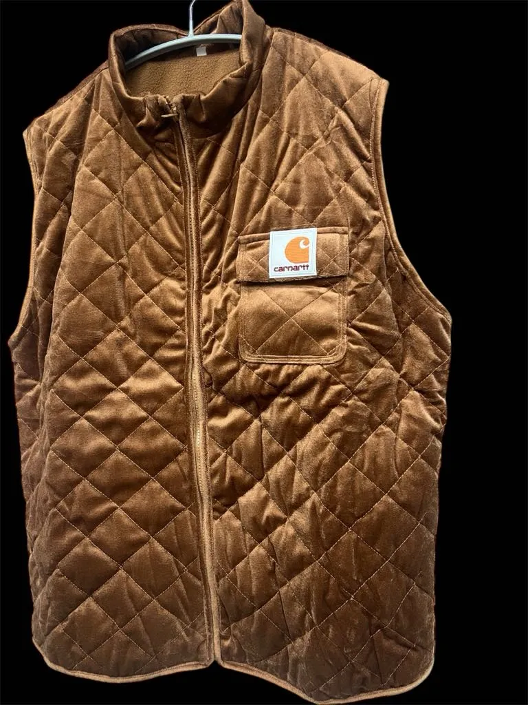 NEW Retails $65, Carhartt Dupe Retro Western Ethnic Cowboy Style Padded Vest Women's Zipper Stand Collar Sleeveless Jacket, Sz 2XL