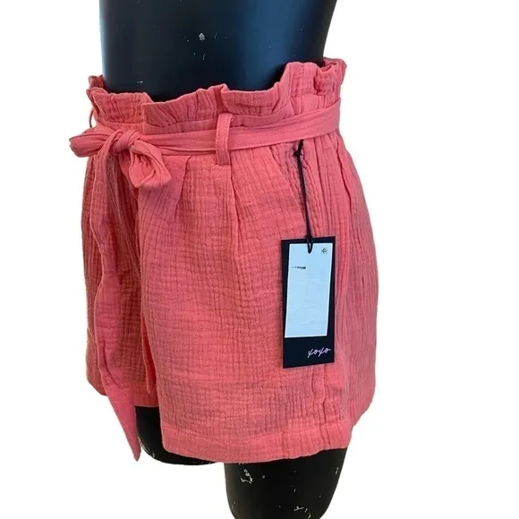 NEW Wild Fox Tea Rose Paper-bag Shorts with Tie Size Med