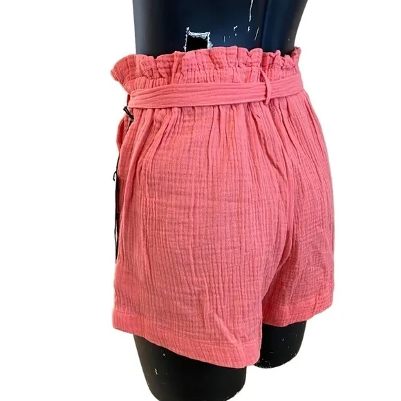 NEW Wild Fox Tea Rose Paper-bag Shorts with Tie Size Med