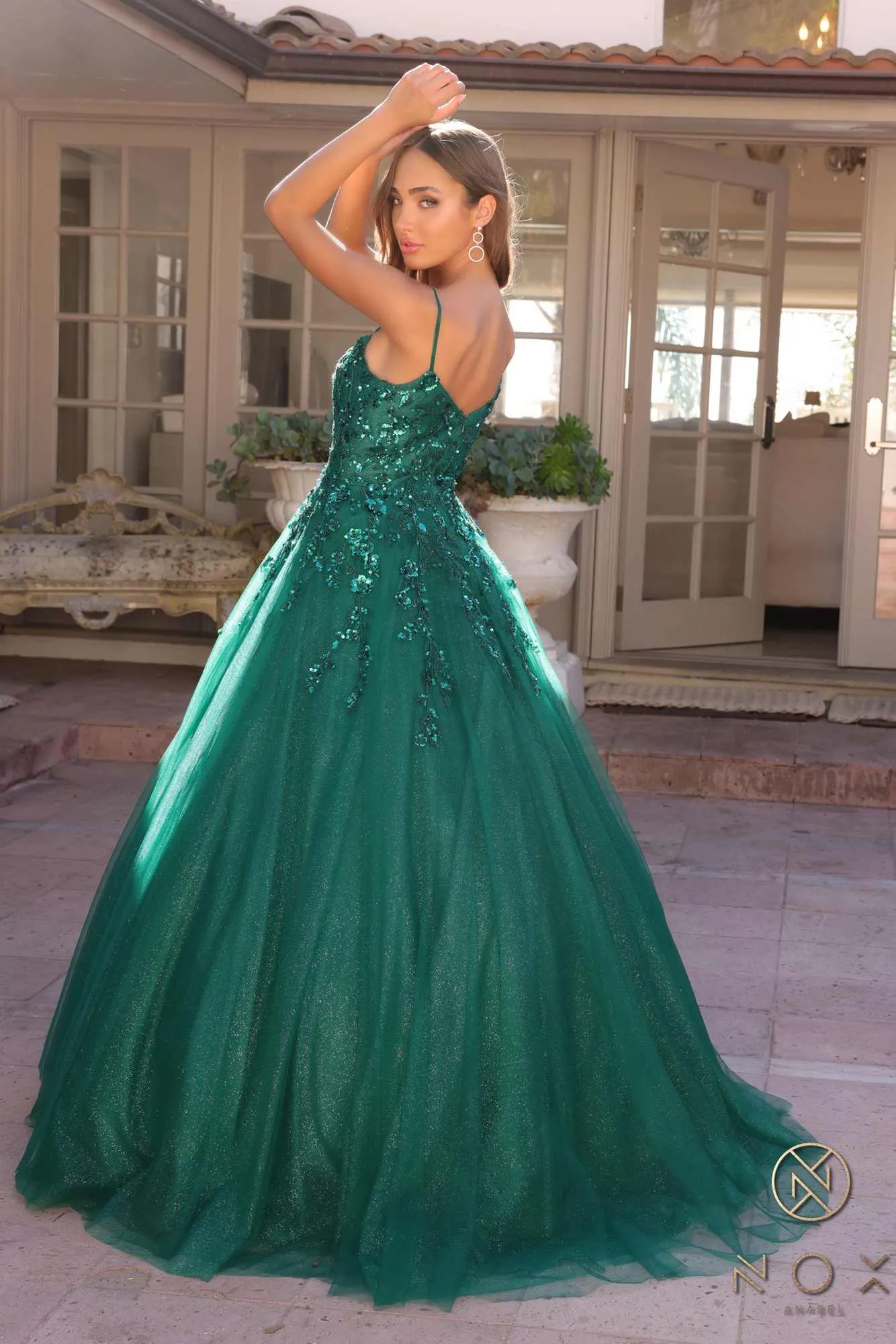 Nox Anabel H1464 Square Neck Poofy A-Line Quinceanera Gown