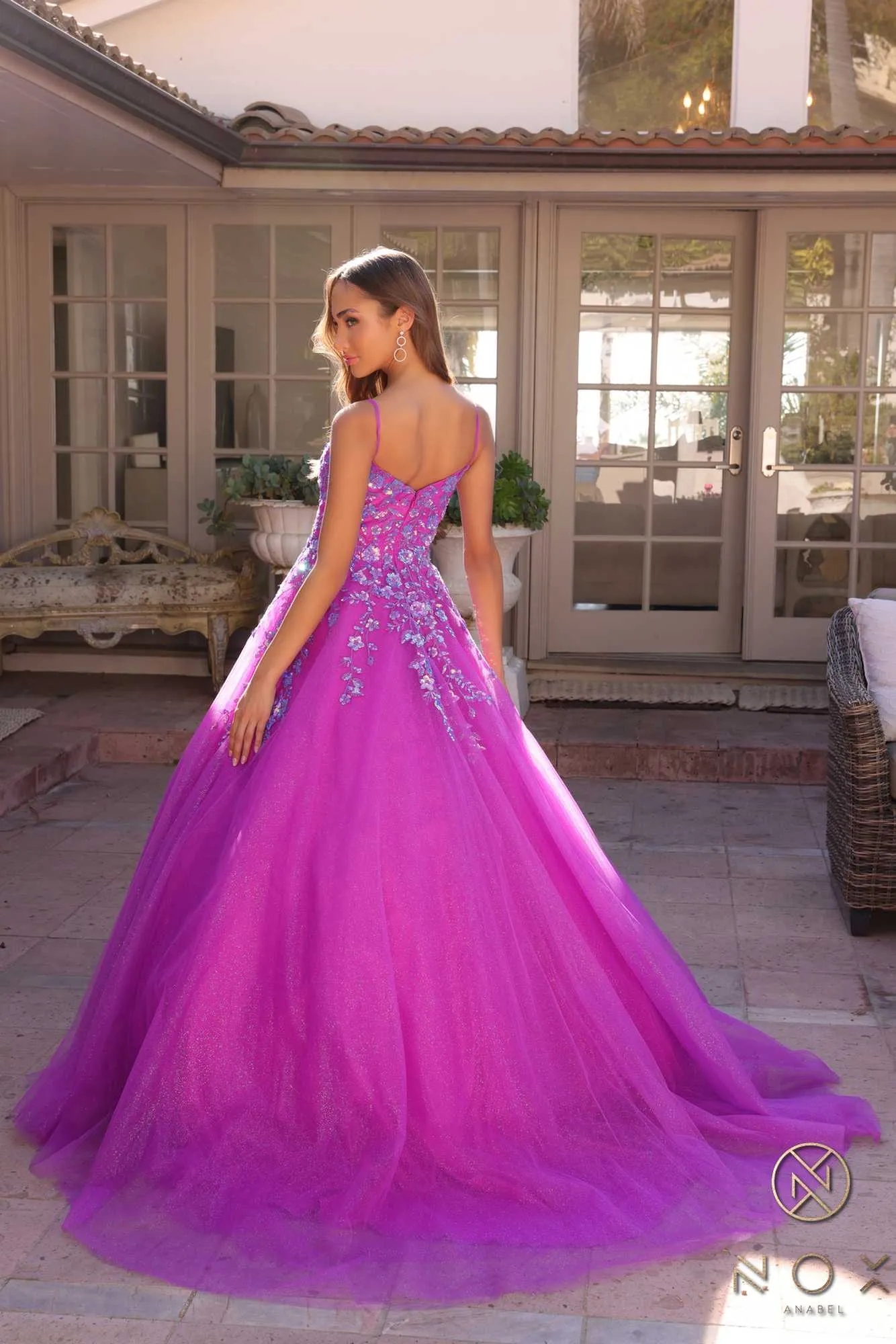 Nox Anabel H1464 Square Neck Poofy A-Line Quinceanera Gown