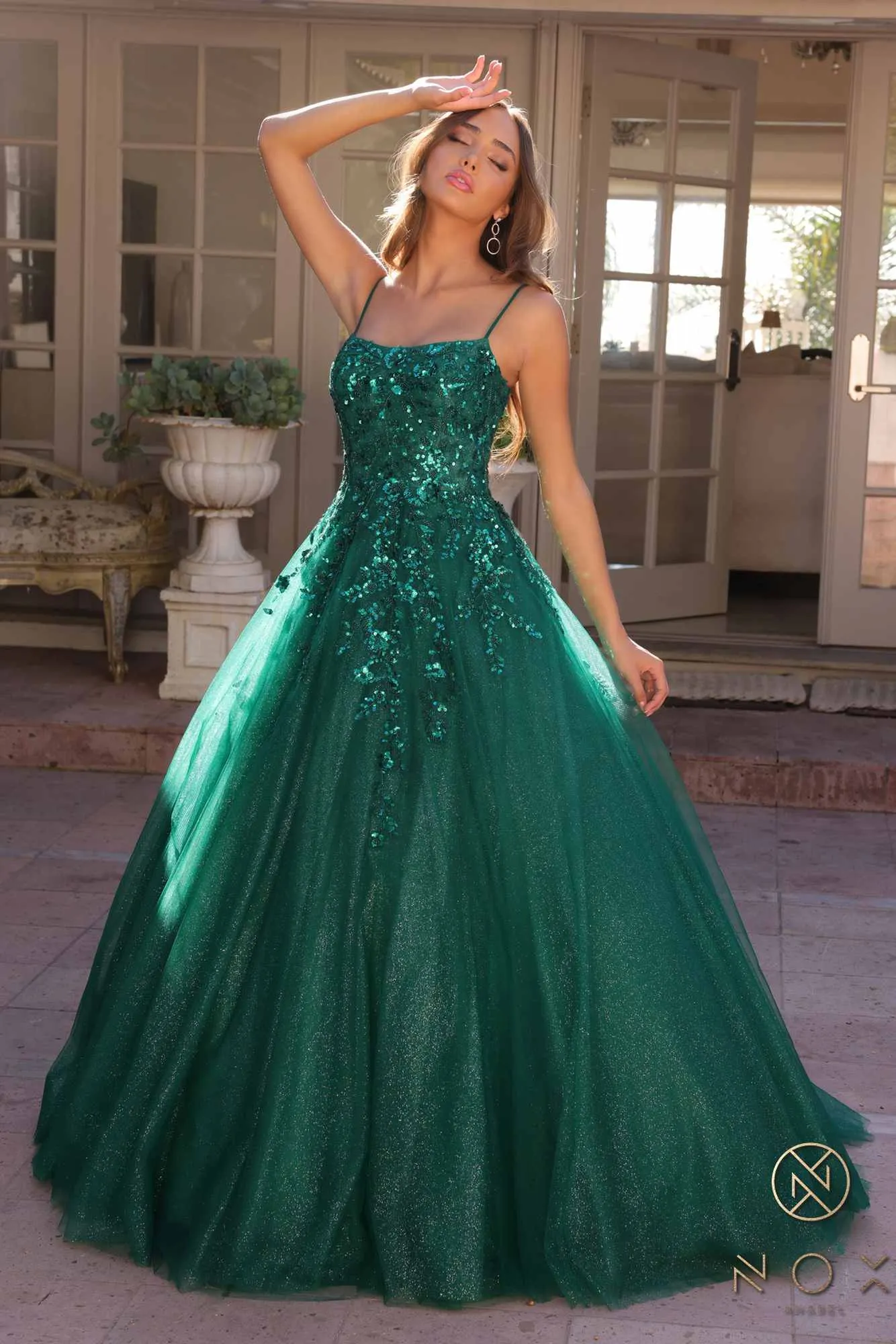 Nox Anabel H1464 Square Neck Poofy A-Line Quinceanera Gown