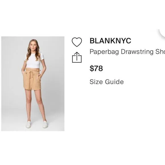 NWT! Blank NYC Paperbag Drawstring Shorts - Size M