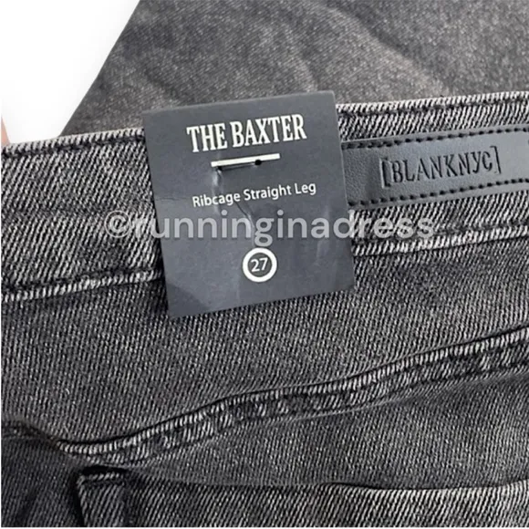NWT BlankNYC Baxter Rib Cage High Rise Straight Jeans In City Streets Black 28