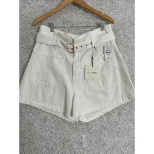 NWT DL1961 Paperbag Waist White Belted Camille Shorts Size 32