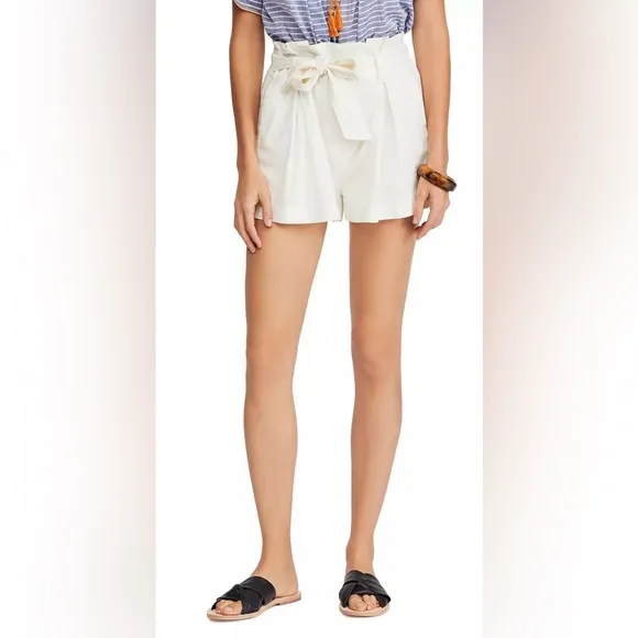 NWT Free People | Everywhere You Go Paperbag-Waist Shorts in Ecru