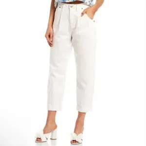 ✅NWT Gianni Bini Bea High Rise Straight Leg Relaxed Denim Crop Jeans