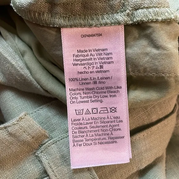 NWT Madewell 100% Linen Paperbag Shorts Tie-Front Women’s 6 Seedling Green