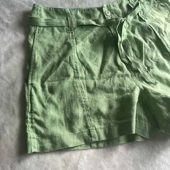 NWT Madewell 100% Linen Paperbag Shorts Tie-Front Women’s 6 Seedling Green
