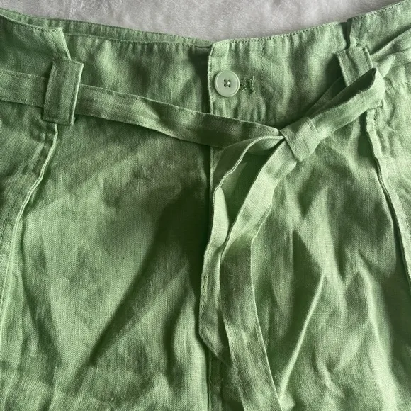 NWT Madewell 100% Linen Paperbag Shorts Tie-Front Women’s 6 Seedling Green