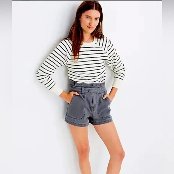 NWT Madewell Denim Snap-Belt Paperbag Shorts