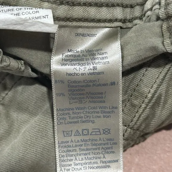 NWT Madewell Pull-On Paperbag Shorts: Garment-Dyed Edition NO728 Olive Green W24