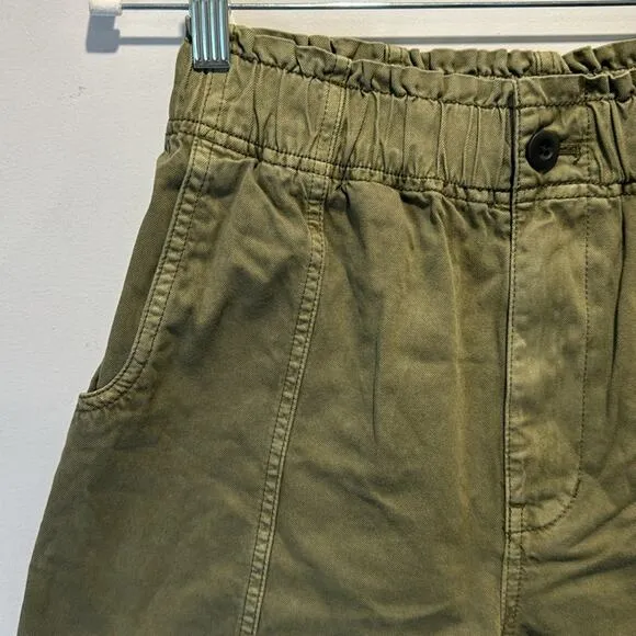 NWT Madewell Pull-On Paperbag Shorts: Garment-Dyed Edition NO728 Olive Green W24