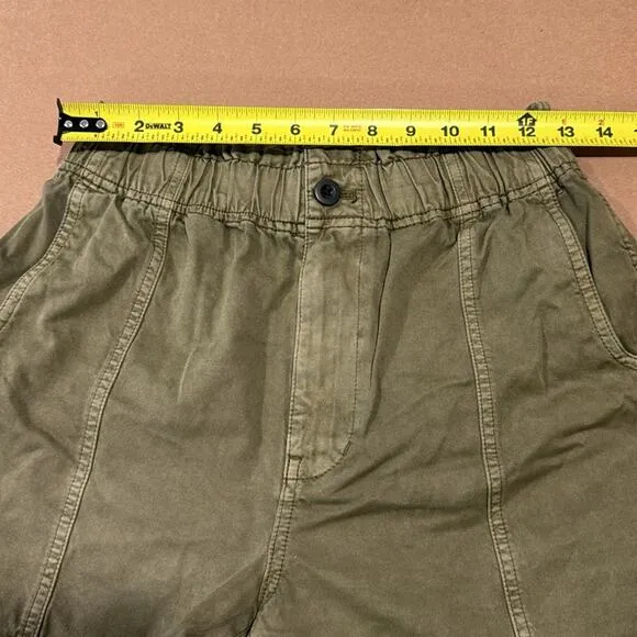 NWT Madewell Pull-On Paperbag Shorts: Garment-Dyed Edition NO728 Olive Green W24