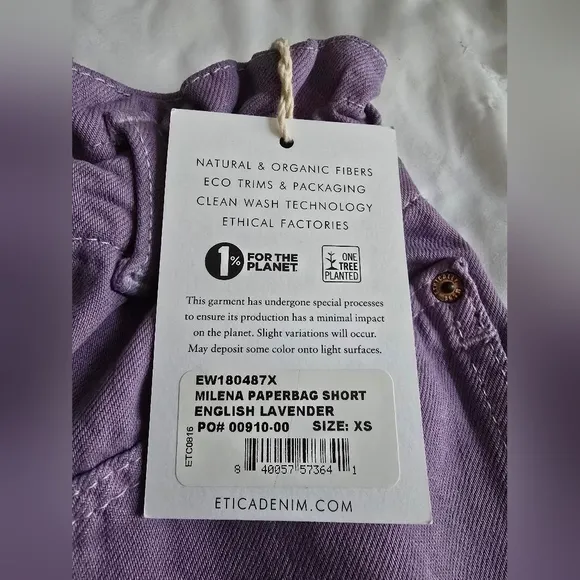 NWT Milena Paperbag Shorts- English Lavender