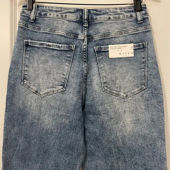 NWT Vici for Risen Los Angeles HIGH- RISE LONG INSEAM STRAIGHT JEANS split hem