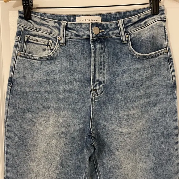 NWT Vici for Risen Los Angeles HIGH- RISE LONG INSEAM STRAIGHT JEANS split hem