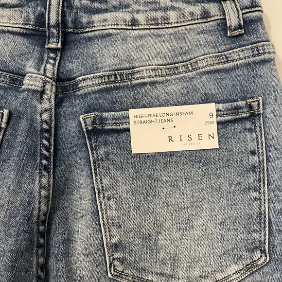 NWT Vici for Risen Los Angeles HIGH- RISE LONG INSEAM STRAIGHT JEANS split hem
