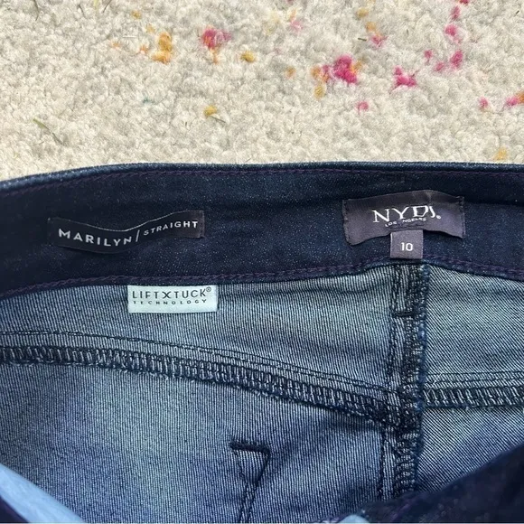 NYDJ Marilyn Straight Jeans in Rinse Dark Blue sz 10