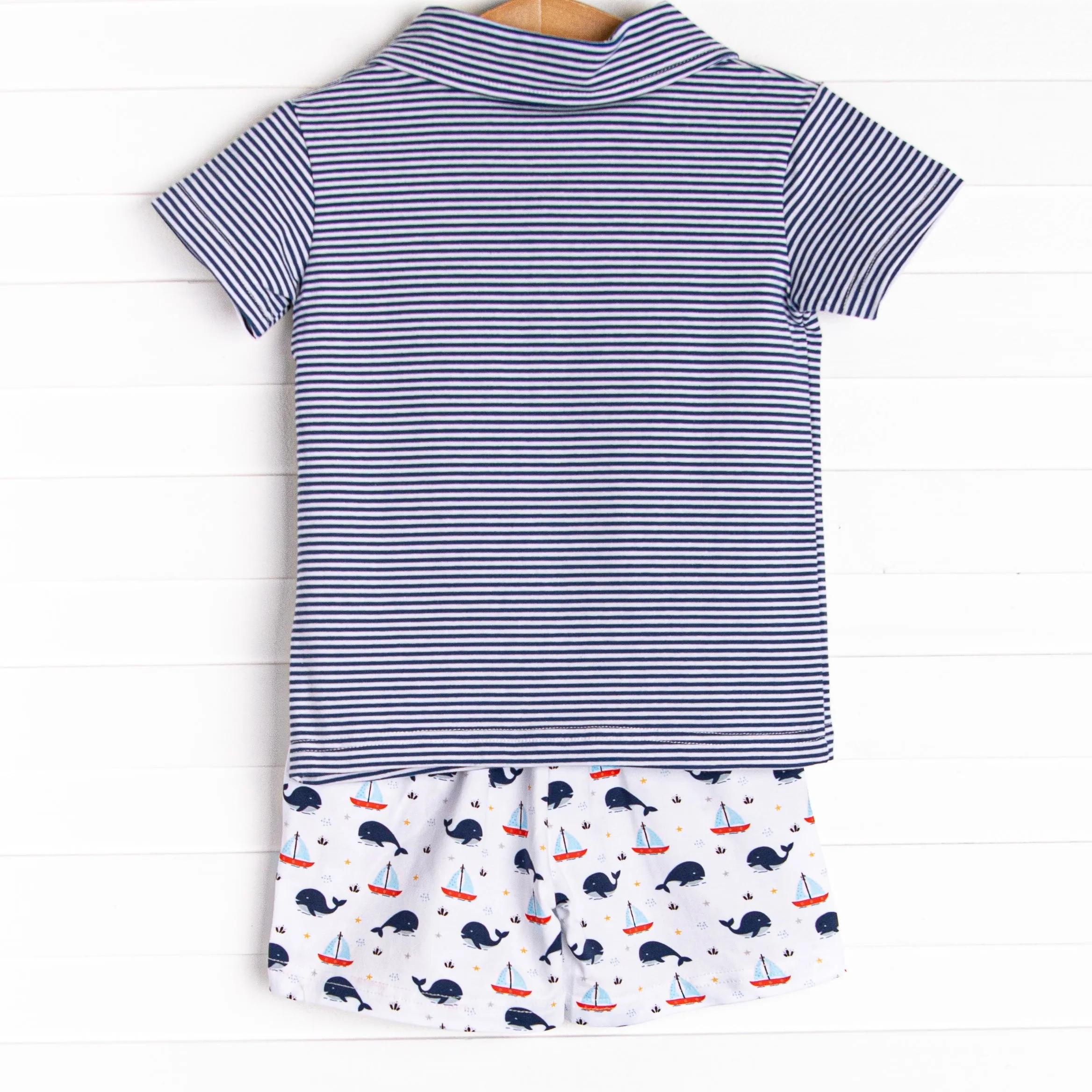 Oh Whale Short Set, Blue