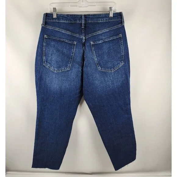 Old Navy Jeans Women 14 Blue High Rise Curvy OG Straight Button Fly Distress NWT