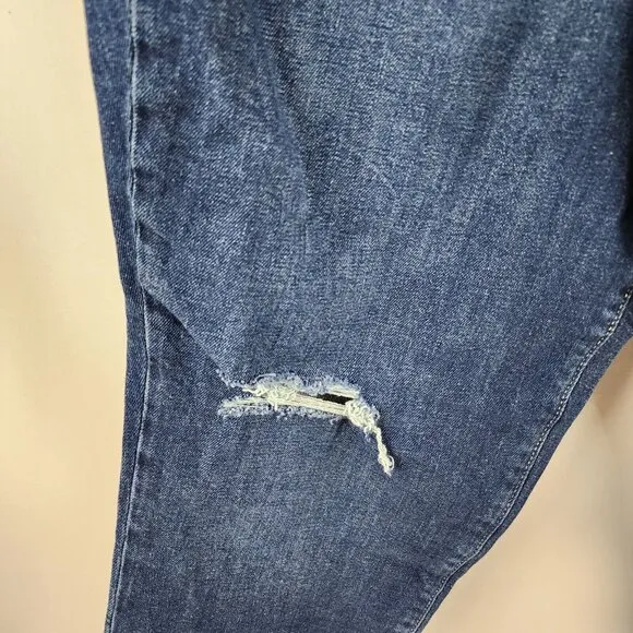 Old Navy Jeans Women 14 Blue High Rise Curvy OG Straight Button Fly Distress NWT