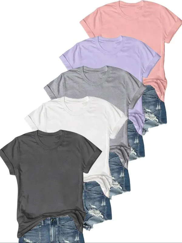 OLIVE™ - Casual Short Sleeve Tee (Pack of 5)