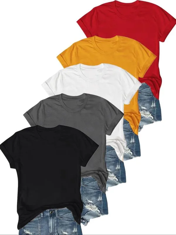 OLIVE™ - Casual Short Sleeve Tee (Pack of 5)
