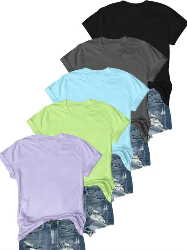 OLIVE™ - Casual Short Sleeve Tee (Pack of 5)
