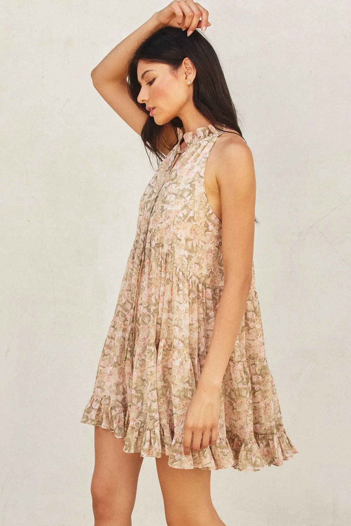 Olivia Tie Front Halter Swing Dress