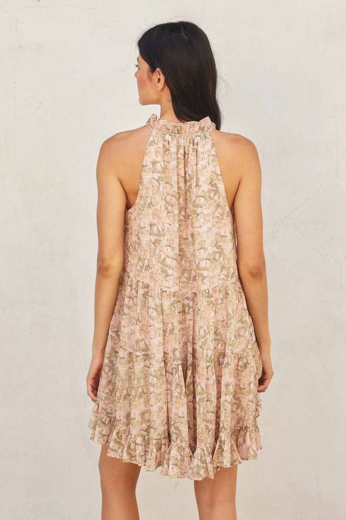 Olivia Tie Front Halter Swing Dress